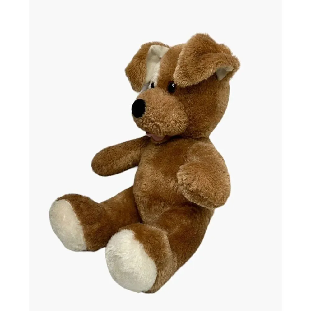 Build A Bear Sitting Dog Brown Tan With White Eye Patch Plush Stuffed Animal Toy